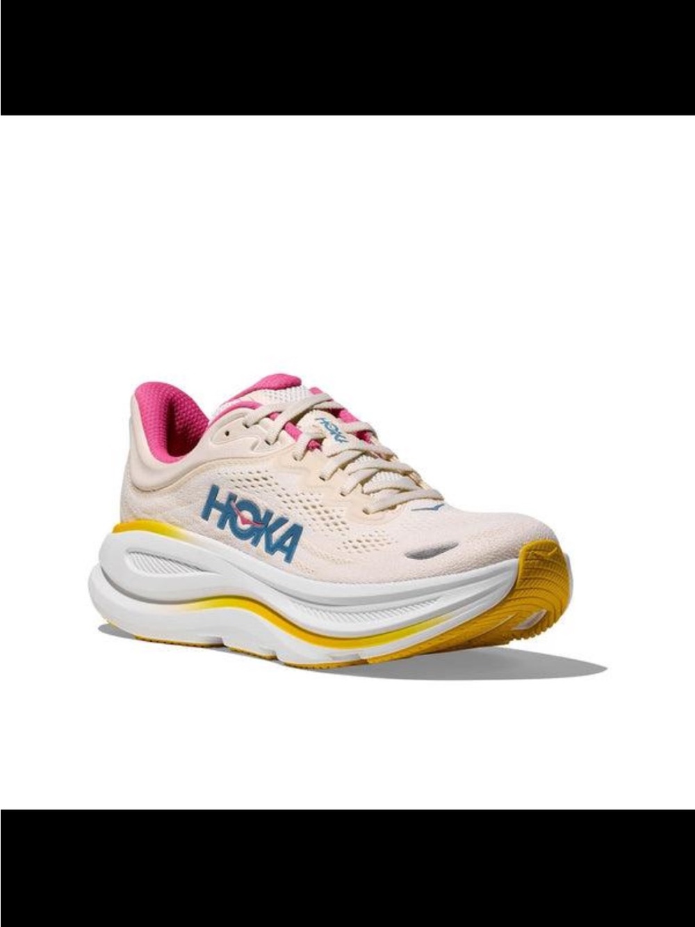 HOKA Bondi 9 Women’s Size 8.5 Running Shoes Cream Pink Yellow Worn Once with Box - Picture 2 of 10